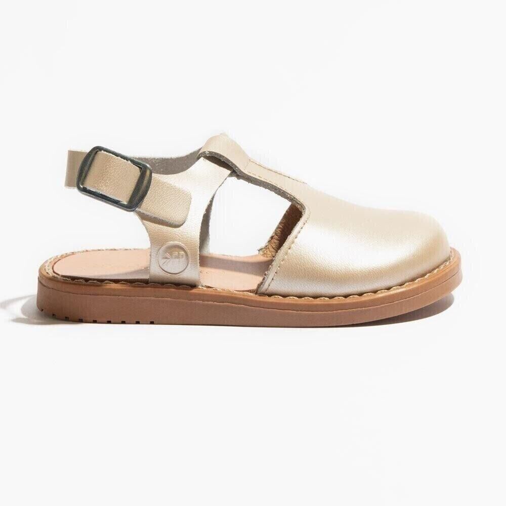 Freshly Picked Toddler Little Girl Platinum Newport Clog Champagne Gold Size 7